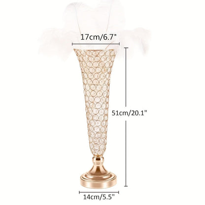 Crystal-Style Trumpet Decorative Vase Set in Gold or Silver and Two- or Ten-Piece Options for Home and Everyday Use
