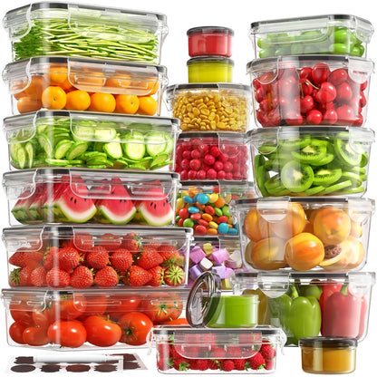 Food Storage Containers 16-, 28- or 48-Piece Pantry Set with Snap-On Lids, Labels and Markers