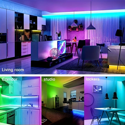 RGB LED Strip Lights 32.8ft Bluetooth Music Sync - 5050 Color Changing Tape Light, 44-Key IR Remote