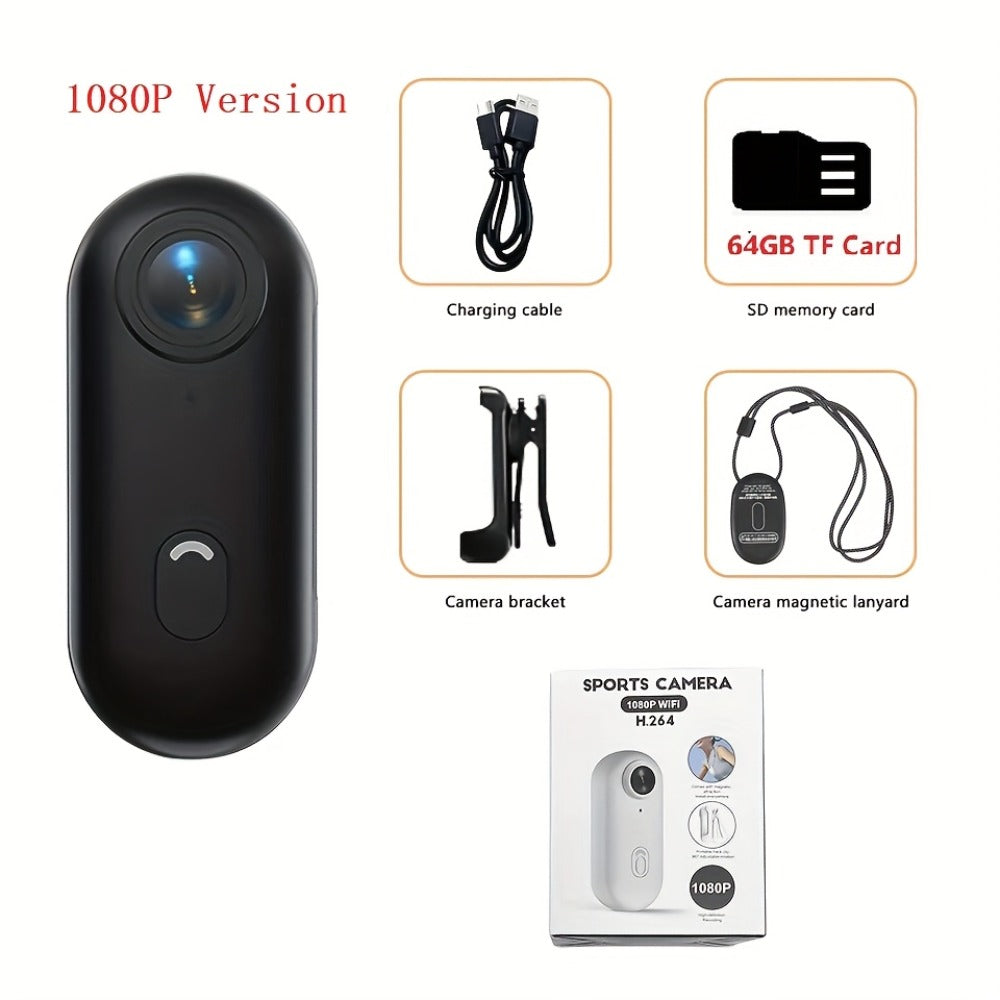 H265-Labeled Thumb Action Camera with 1080P or 4K Options, Magnetic Mount and Three Accessory Bundles