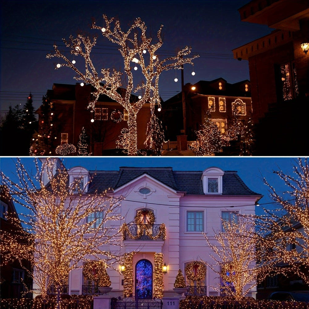 Four-Pack Solar Fairy String Lights with 400 LEDs Total, 160 Feet and Five Color Options for Patio Decor