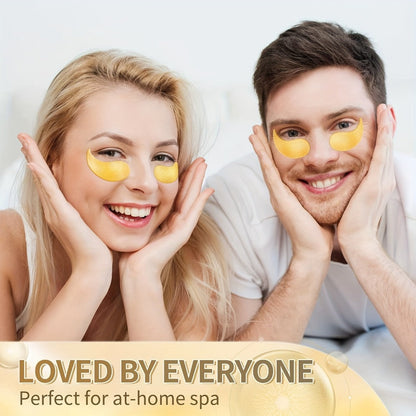 60-Piece Gold-Tone Under-Eye Patch Box with Individual Packs and Collagen and Hyaluronic Acid Wording