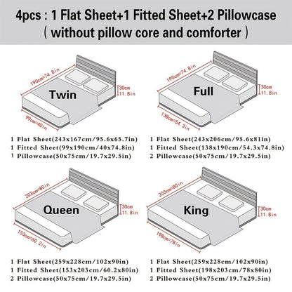 Microfiber Bed Sheet Set 4-Piece Deep Pocket Fitted Sheet Flat Sheet Pillowcases Twin Full Queen King All Colors Soft Breathable Fade Resistant Easy Care
