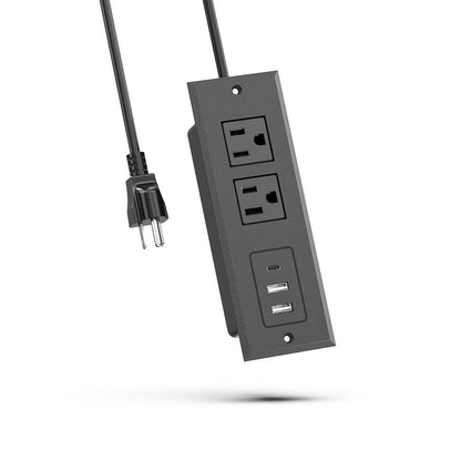 Power Strip Recessed Desk Outlet with Flush-Mount Design, USB-A, USB-C and 1.5-Meter Extension Cord