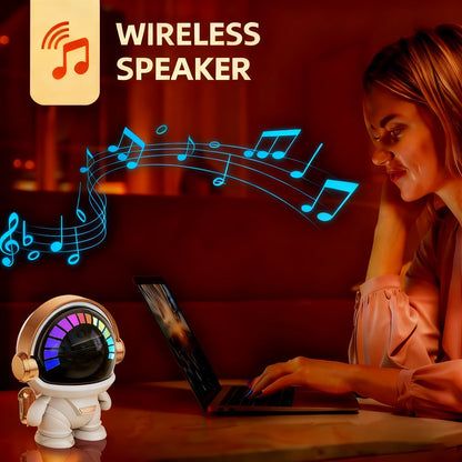 Portable Bluetooth Speaker Astronaut Mini Desktop Design with LED Light and USB Rechargeable Power