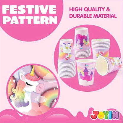 Unicorn Tableware Party Supplies Set with 145 Pieces for 24 Settings, Cups, Cutlery and Banner