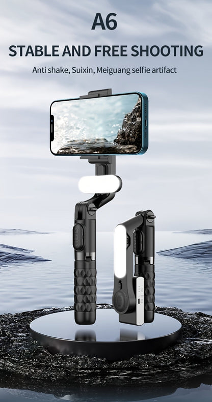 3-in-1 Phone Gimbal Stabilizer with Selfie Stick & Tripod Stand, 1-Axis Anti-Shake Handheld Stabilizer for iPhone & Android
