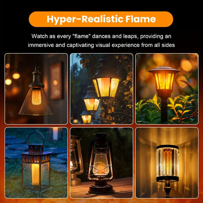Flame Effect LED Light Bulbs with E26 Base, 51 LEDs and Four Lighting Modes in Yellow, Two-Pack