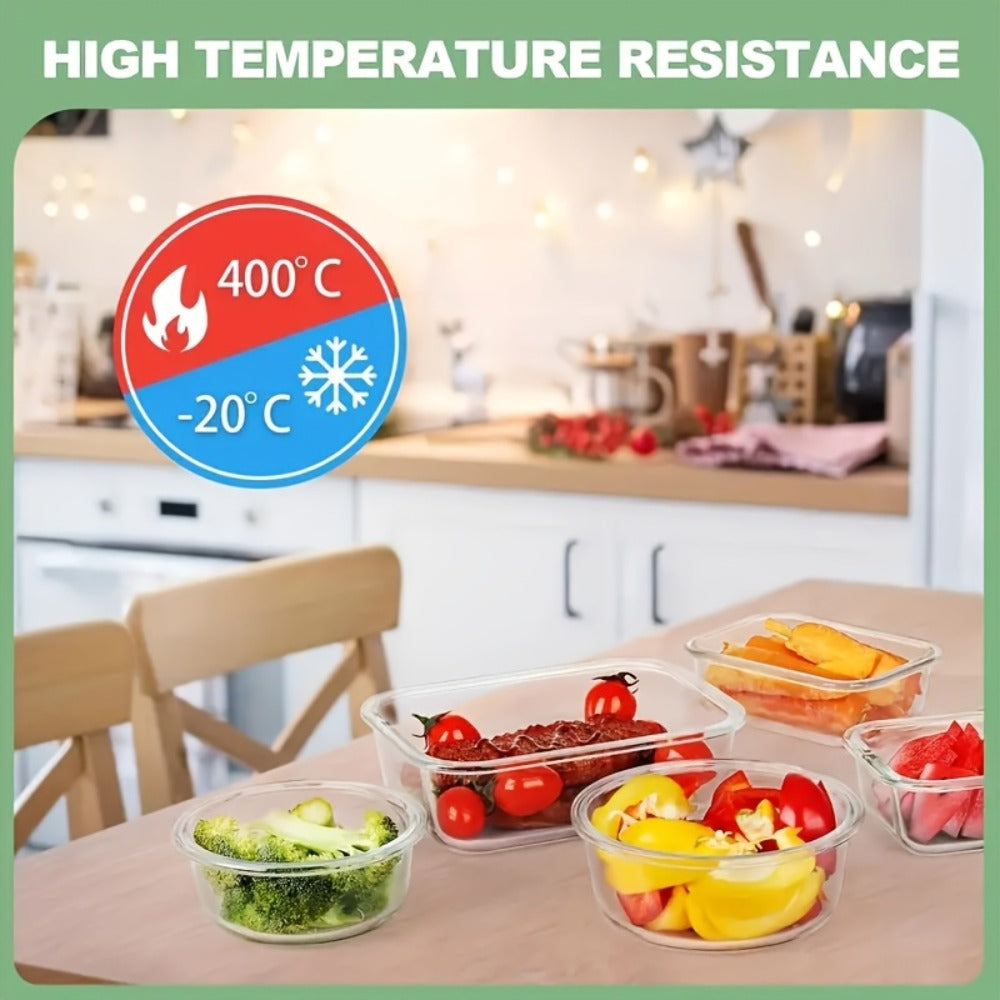 Food Storage Containers 12-Piece Glass Set with Clip-On Lids for Microwave, Oven, Freezer and Dishwasher Use