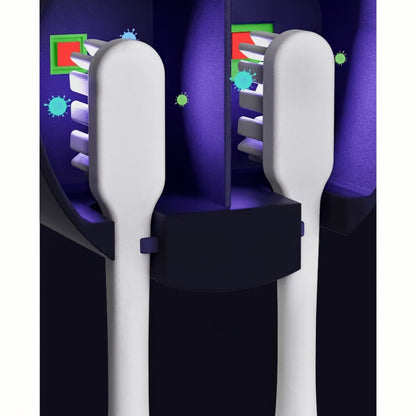 Enclosed Two-Slot Wall-Mounted Toothbrush Holder with Sensor Door, Display and USB Charging Cable