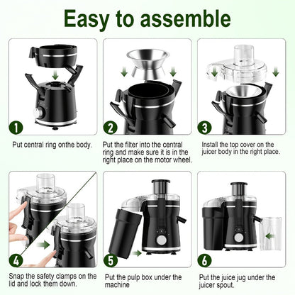 500W Centrifugal Juicer Extractor with 3-Inch Feed Chute, Two Speeds, Pulp Bin and Juice Jug