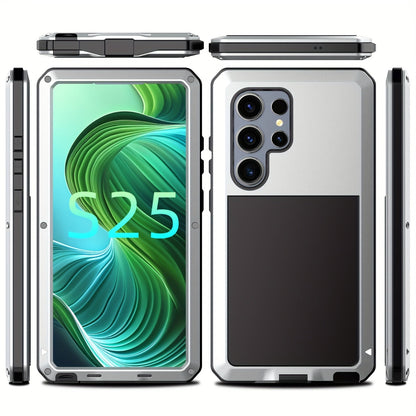 Phone Case Heavy Metal Frame with Built-In Glass Screen Protector and S Pen Access for Galaxy S23/S24 Ultra