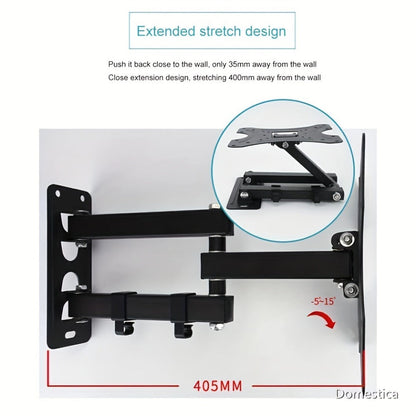 Slim Low Profile TV Wall Mount 26-57 Inch 66 lbs – Full Motion Articulating Dual Arms Swivel Tilt Extend, VESA Compatible, Easy Installation, Black Bracket for Small Mid-Size Flat Screen TVs
