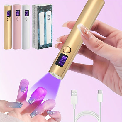 Pen-Shaped Cordless UV LED Nail Lamp with 365 and 405 nm Light, Two Timers and Three Colors