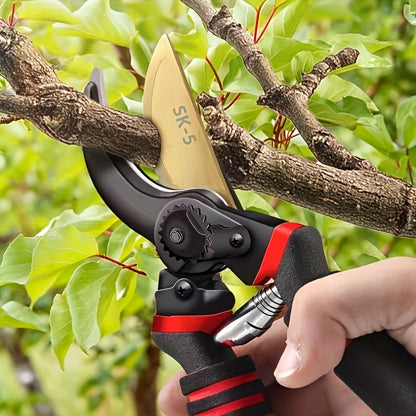 Titanium Pruning Shears 8.5 Inch T13 - Ultra-Sharp Bypass Garden Scissors, Ergonomic Black & Orange Handle, Retro Style Heavy-Duty Shears for Trimming, Landscaping & Horticulture