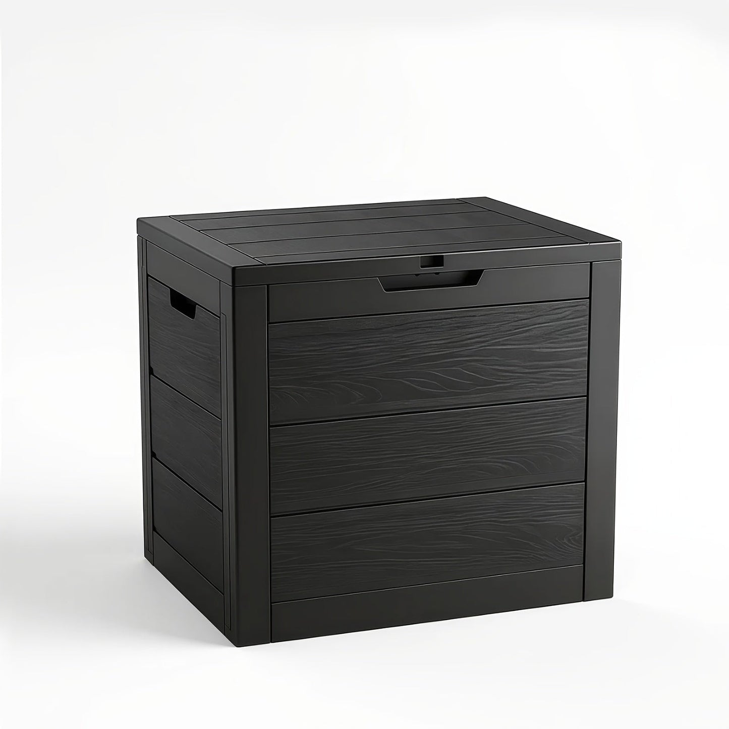 35- or 75-Gallon Outdoor Deck Box with Hinged Lid, Side Grips and Black or Beige Model Options