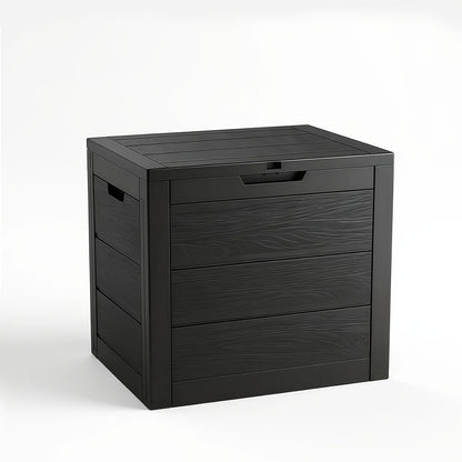 35- or 75-Gallon Outdoor Deck Box with Hinged Lid, Side Grips and Black or Beige Model Options