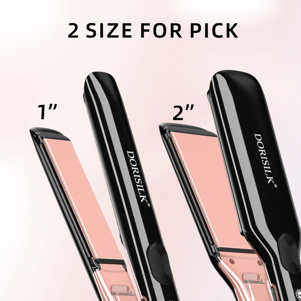 Plasma Ionic Hair Straightener Flat Iron 500°F with PTC Ceramic Oil Plates, LCD Display & 60-Min Auto Off — Frizz Control Professional Flat Iron for All Hair Types, 1" & 1.77" Plates