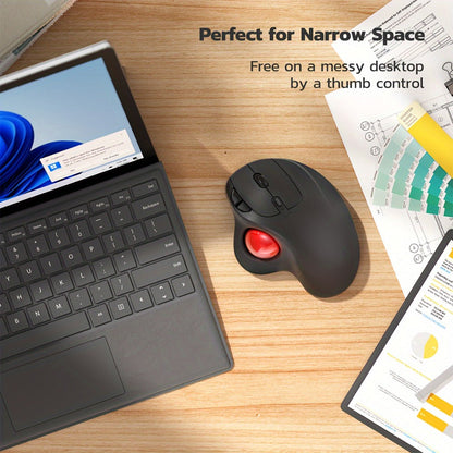 Wireless Trackball Mouse Rechargeable Ergonomic Thumb Control 3 Device Connection 2.4G USB Receiver Bluetooth 4 DPI Settings Precise Smooth Tracking Compatible with PC Laptop Mac Windows
