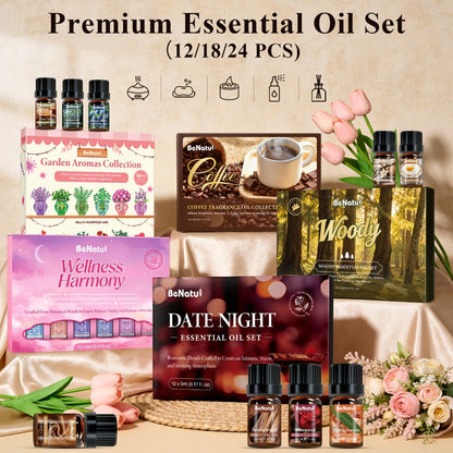 Aromatic Oil Gift Sets in Woody, Coffee, Date Night, Garden and Botanical Style Options Pictured
