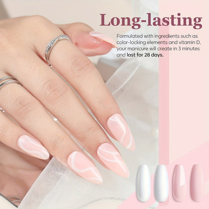4-Color White & Nude Acrylic Powder Kit for 3D Nail Art — 10g Each All-Season Carving French Manicure Nail Extensions No Lamp Needed Salon Quality Home Use