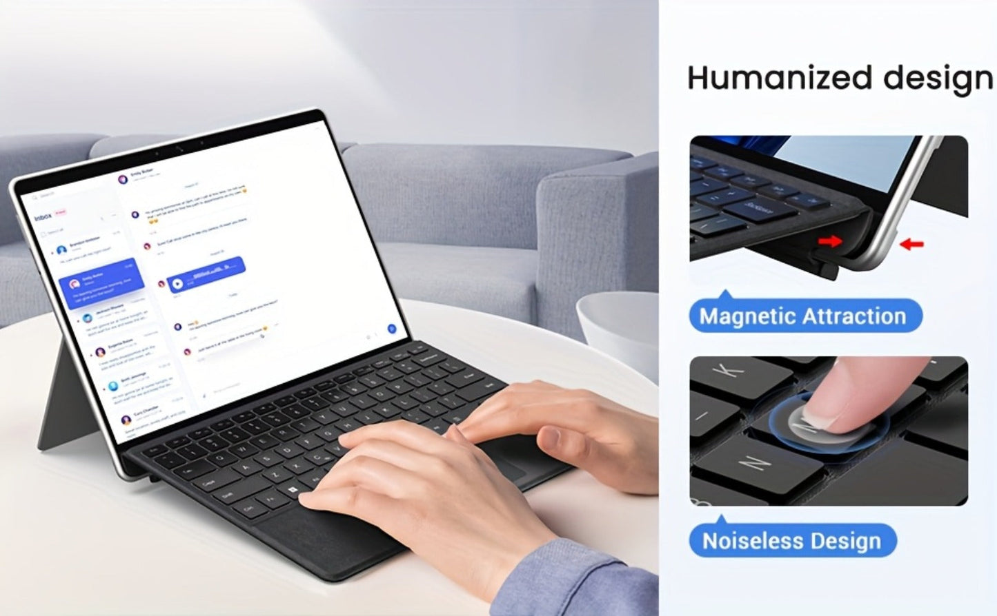 Surface Pro Keyboard with 7-Color Backlit Touchpad Ultra-Slim Bluetooth Wireless 15M Rechargeable 750mAh Type Cover for Microsoft Surface Pro 11 10 9 8 X 13 Inch & Surface Pro 7 Plus 7 6 5 4 3 12.3 Inch