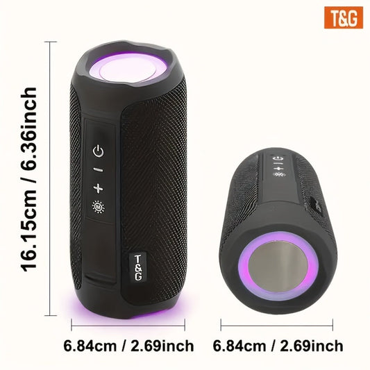 TG227 Portable Bluetooth Speaker with LED Breathing Light, TWS Stereo Sound, USB-C Rechargeable, Wireless Speaker for Outdoor Camping, Hiking, Gatherings