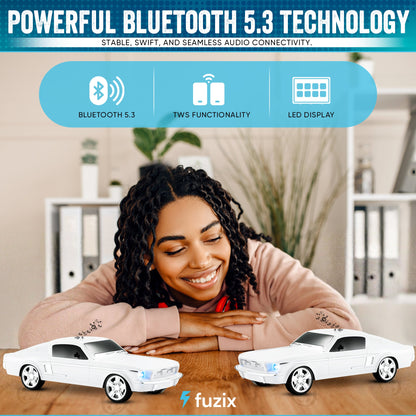 Fuzix WS-1967 Classic Car Bluetooth Speaker with LED Lights | Retro Replica Wireless Stereo, FM Radio, USB/TF/AUX, Built-in Mic, Rechargeable – Novelty Gift for Car Enthusiasts, Home, Travel & Parties