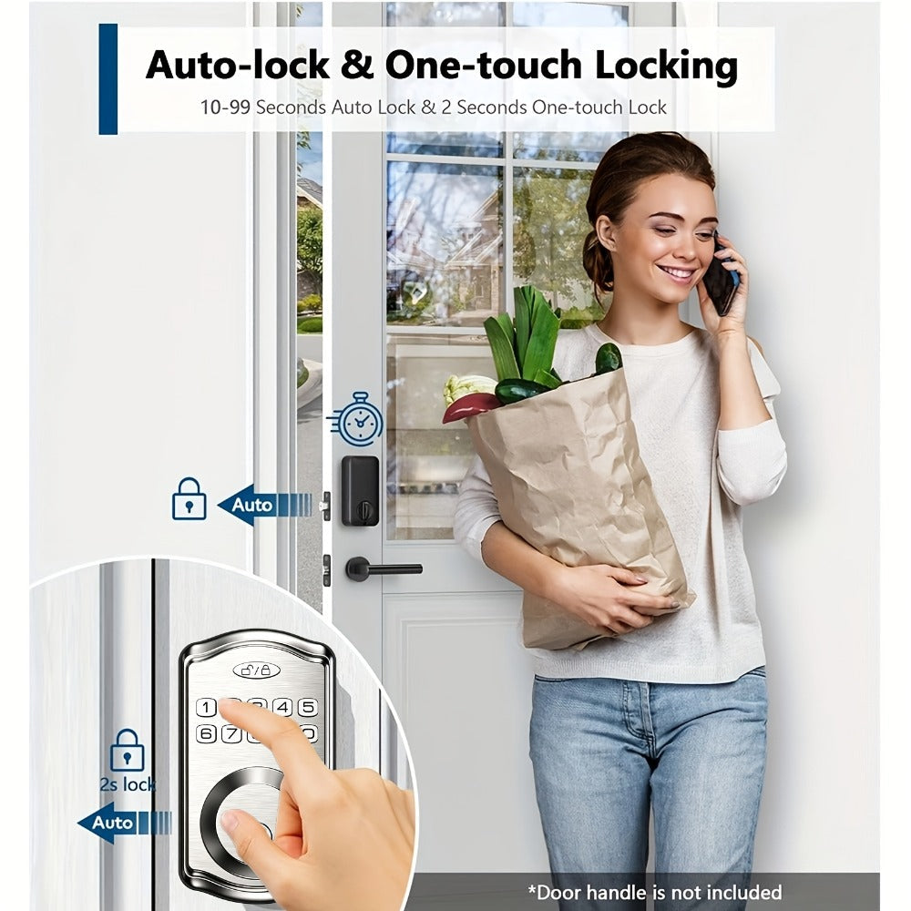 Smart Door Lock Tuya Front Door Deadbolt with Fingerprint Keypad Bluetooth App and Hidden Key