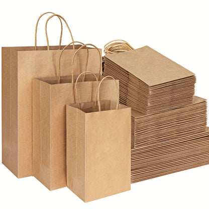 Brown Paper Bags with Handles 150pcs Mixed Size 110G Thickened Kraft Paper Gift Bags Bulk for Wedding Birthday Party Shopping Retail Business Goodie Bags Gift Wrapping Supplies