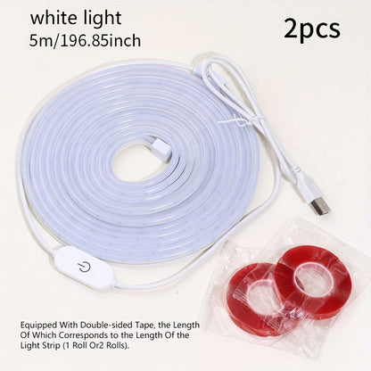USB Mirror LED Light Strip with Touch Dimmer, White or Warm Light in 118.11-Inch Single or 196.85-Inch Two-Piece Options