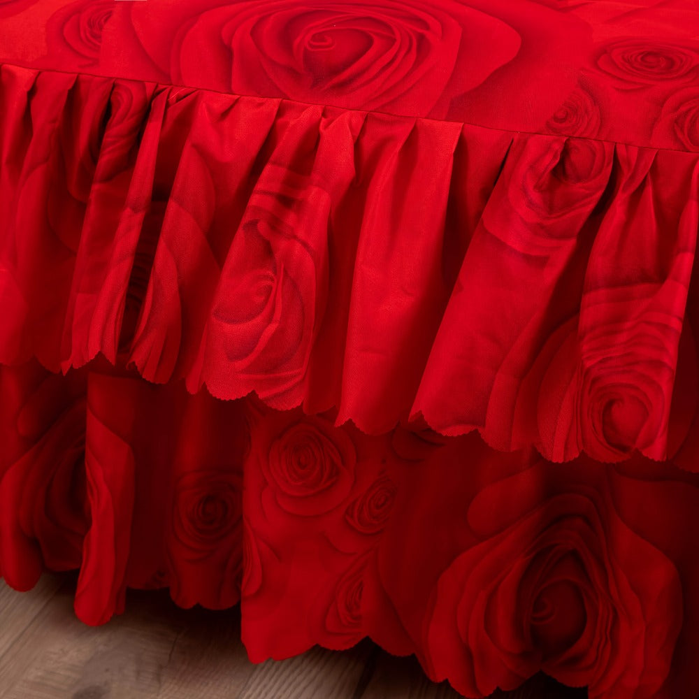 Three-Piece Floral Ruffle Bed Skirt Set with Two Pillowcases in Five Designs and Three Bed Sizes