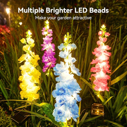 Solar Garden Lights Outdoor - 2 Pack 27 Inch Delphinium Flower Stake Lights with 36 LEDs & 600mAh Battery | Waterproof Solar Yard Lights for Patio, Lawn & Garden Decor | Mother's Day Gift