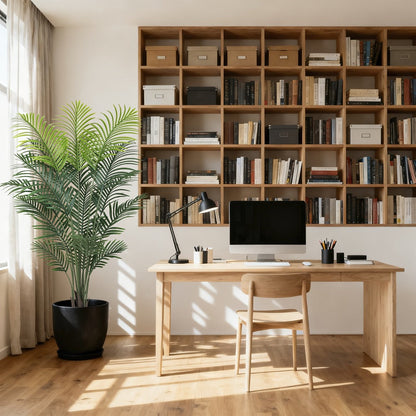 Artificial Areca Palm Tree in 4, 5 or 6-Foot Heights with Frond Count and White Planter Options