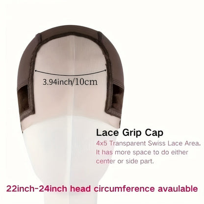 Wide Lace Wig Grip Caps, Two-Piece Set with Ear Cutouts and Adjustable Straps in Brown, Black or Beige