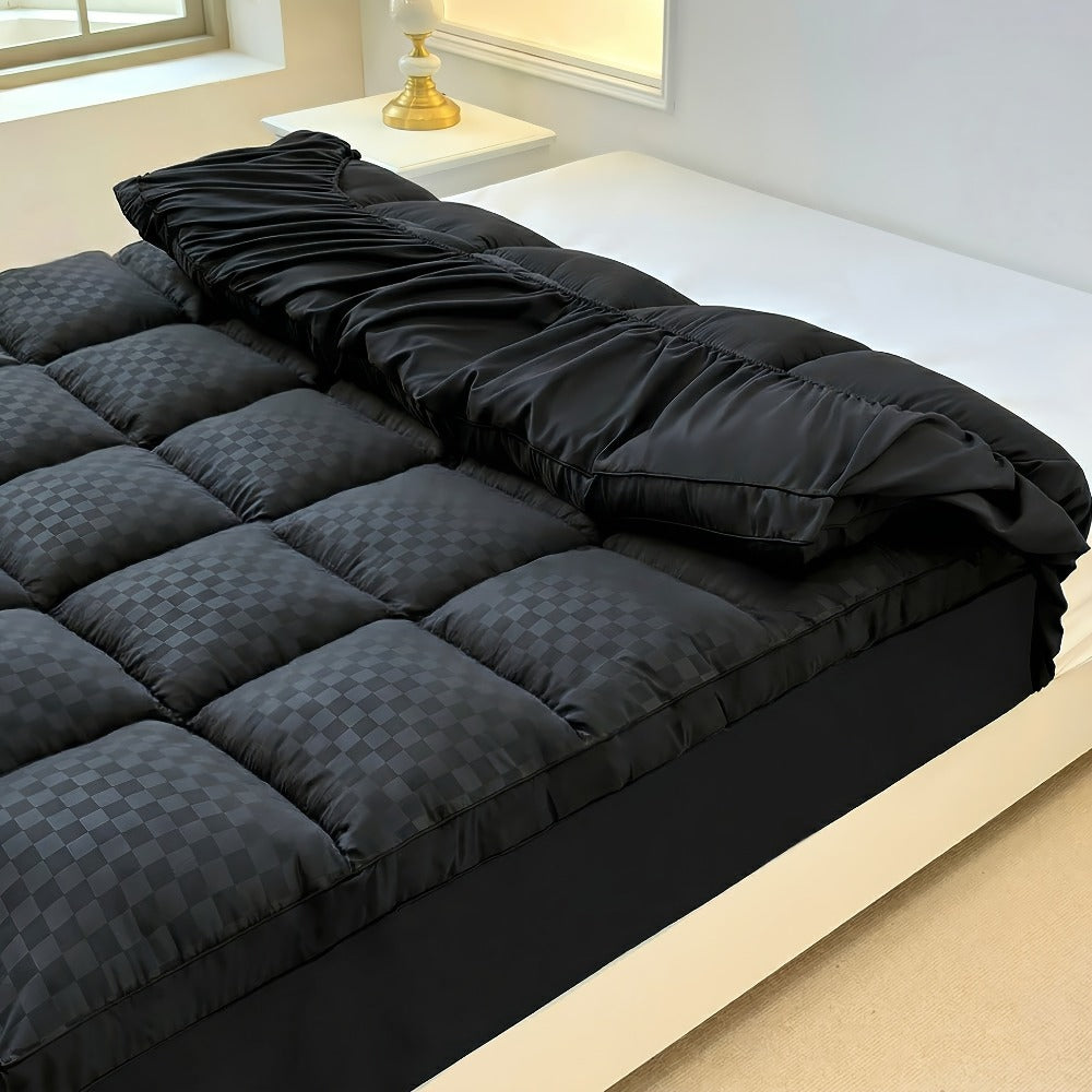 Deep-Pocket Quilted Mattress Topper in Blue, White, Grey or Black with Twin through King Sizes