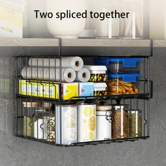 Wall Mount Foldable Storage Basket - Waterproof Rustproof Metal Organizer, Collapsible Space Saving for Kitchen Cabinet, Laundry Room, Pantry Closet