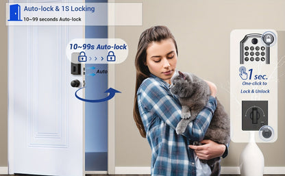 Voice Guided Keypad Deadbolt with Fingerprint, PIN, One-Time Visitor Code & Key, Backlit Keypad, Auto Lock