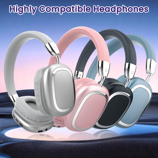 Noise Canceling Wireless Over-Ear Headphones Bluetooth 5.3 Metal 90° Rotating Earpads 6-8Hr Playtime for Music Gaming Commuting iOS Android Windows Compatible
