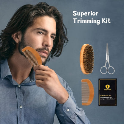 Beard Grooming Kit Men 6-Piece Complete Set – Beard Oil Conditioner Brush Comb Scissors & Storage Bag, All-in-One Beard Care Gift for Dad Boyfriend Husband Birthday Father's Day Valentine's Day