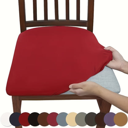 Chair Cover Set of Four Stretch Polyester Dining Seat Slipcovers with Elastic Edges in Three Colors