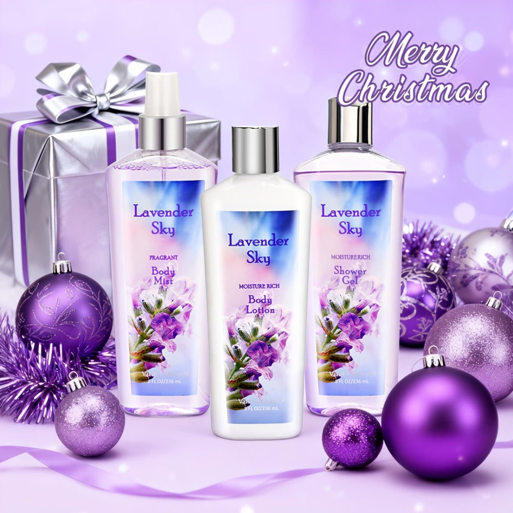 Body Care Gift Set for Women 3pcs – Body Wash, Lotion & Perfume Long-Lasting Fragrance Moisturizing Skin Care Kit Sweet Bloom Cherry Blossom Coconut Lime Lavender