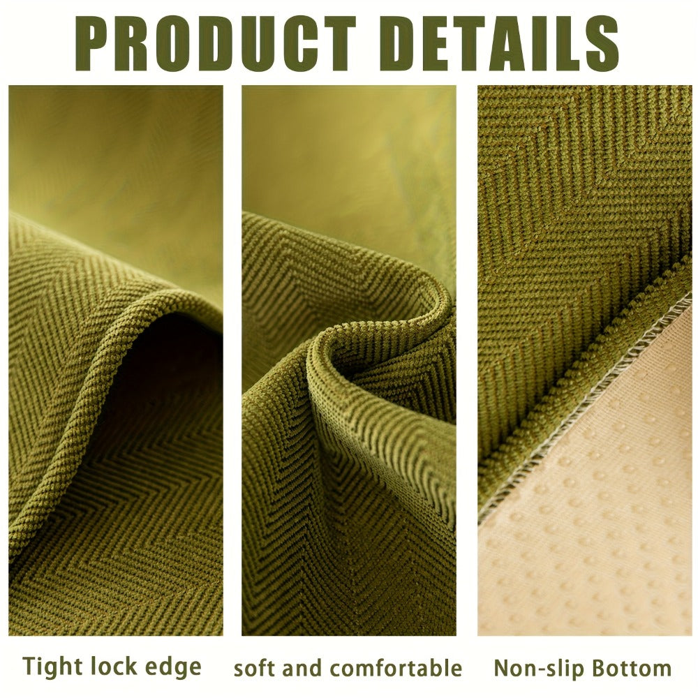 Sofa Cover Ribbed Chenille Stretch Panels with Non-Slip Design for 1 to 4 Seats, Armrests or Cushions