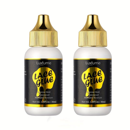 Lace Glue for Wigs Strong Hold Invisible Bonding Adhesive Waterproof Extreme Hold Fast Drying Lace Front Wig Glue for Daily Wear Styling 2pcs Set