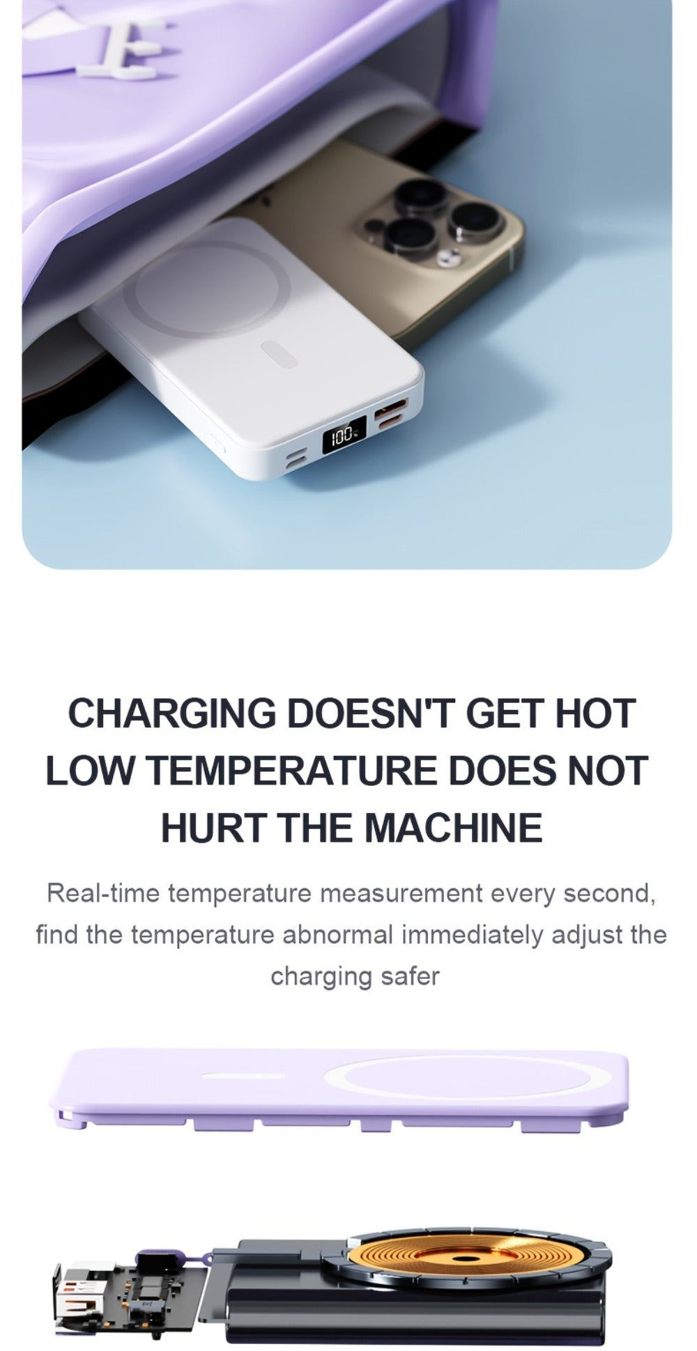 Magnetic Wireless Charger Pad W014 – Slim MagSafe-Compatible Fast Charging Stand for iPhone 16 15 14 13 12 Pro Max Plus & Qi-Enabled Devices, Portable Desktop Snap-On Wireless Charging Dock