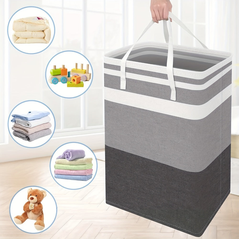 Three-Pack 75 L Gray Collapsible Laundry Basket Set with Carry Handles for Bedrooms and Dorms