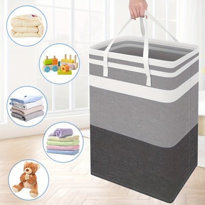 Three-Pack 75 L Gray Collapsible Laundry Basket Set with Carry Handles for Bedrooms and Dorms