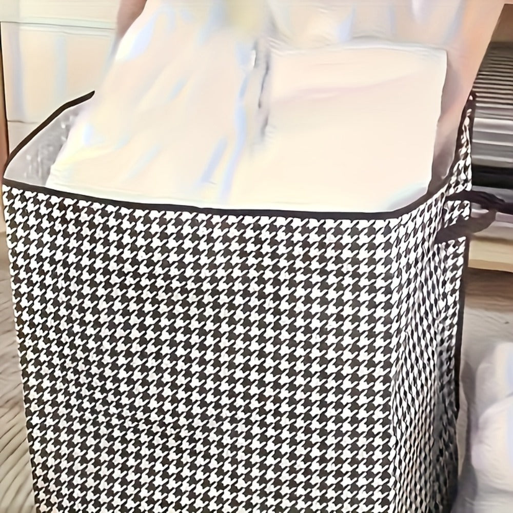 Houndstooth Lidded Storage Bins in One- or Three-Piece XXXL 55.48-Gallon Options with Carry Handles