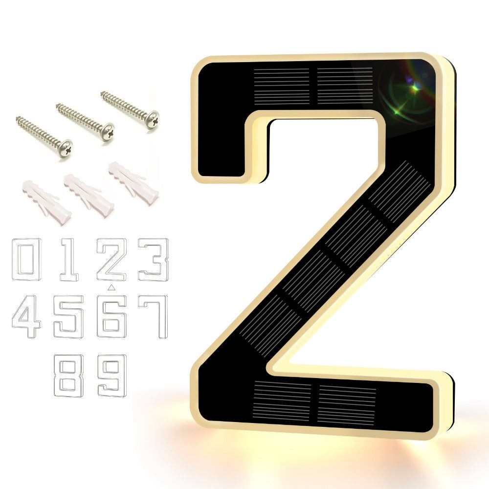 LED Solar House Number Light 6.7 Inch Wall Mounted – Smart Sensor Illuminated Address Number for Home Decor, No Wiring Energy-Saving Solar Powered Outdoor Light