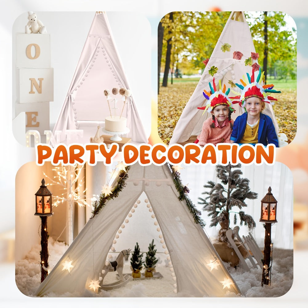 Kids Teepee Play Tent with 140 x 120cm Frame, White, Blue, Pink or Star Fabric Options and No Sitting Mat